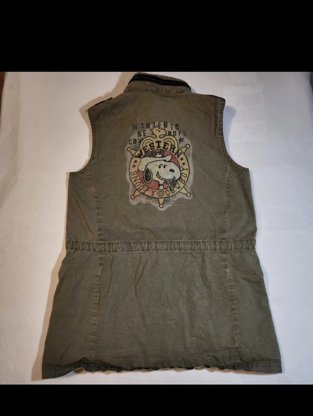 RARE 2011 Denim Dungaree X Snoopy Military Utility Vest Hooded Japanese Amekaji